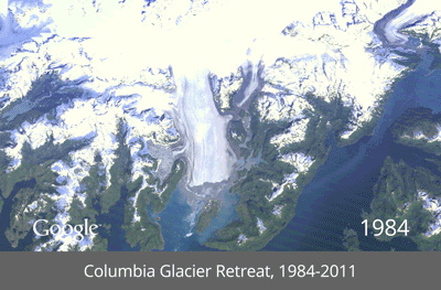 Retroceso del Glaciar Columbia, Alaska, Estados Unidos Retroceso del Glaciar Columbia, Alaska, Estados Unidos