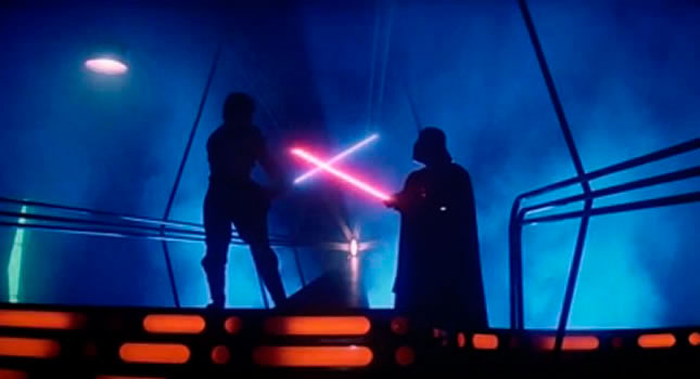 Pelea entre Luke Skywalker y Darth Vader en Star Wars VI
