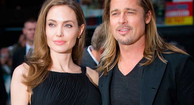 Angelina Jolie con su marido Brad Pitt en el estreno de la película "World War Z"