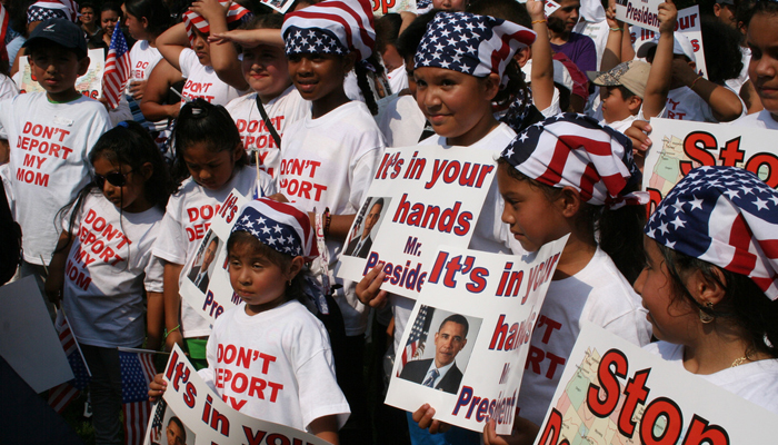 Niños protestan contra la deportación de inmigrantes ilegales, en Washington, DC. / Foto: C. Pereda