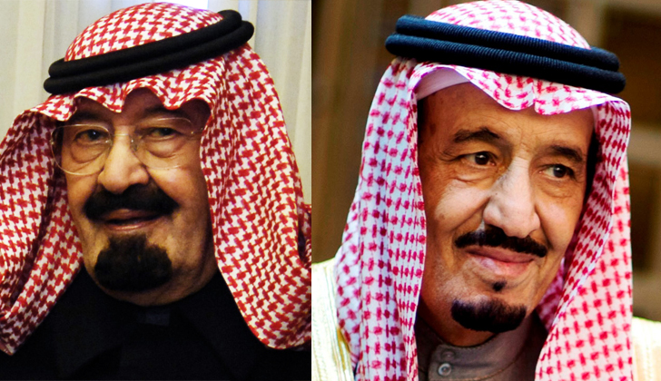 Abdalá bin Abdelaziz al-Saud (izq) fue el Rey de Arabia Saudita desde 2005. Ahora ocupa el trono su hermano Salman bin Abdul-Aziz Al Saud (der).
