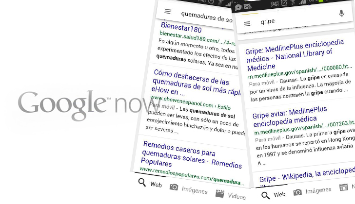 Uno de los canales de utilización del servicio será Google Now, donde por medio de tarjetas de información precisa podrás consultar sobre tu salud. / Fotos: Google Now.