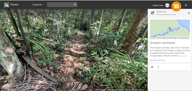Con solo buscar en Google "Street View Amazonas" el buscador te lleva directamente al pulmón del mundo. / Foto: Google.com