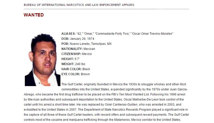 Este es parte del perfil que la DEA y el Departamento de Estado de EE.UU. ofrecían -junto a la recompensa- para su identificación. / foto: state.gov