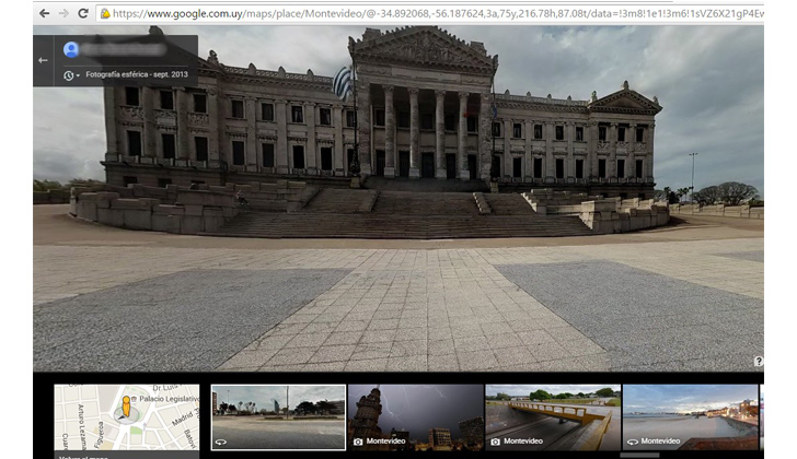 Google Street View ya cuenta con algunas vistas panorámicas de Montevideo. Ahora el gigante tecnológico mapeará ciudades del interior del país. Foto: Google - Oscar Monett Recabal.