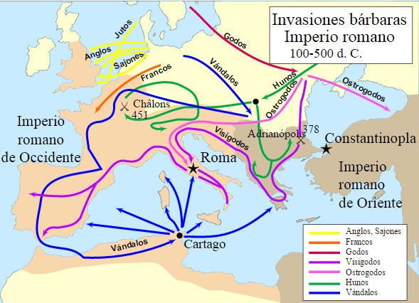Cronología de las invasiones barbáricas. Foto: Wikimedia Commons.