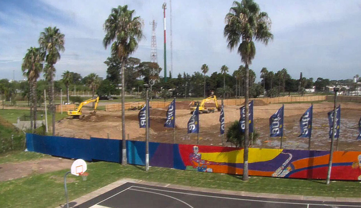 Hasta la fecha, algún porcentaje de los trabajos de construcción de la Antel Arena se han venido realizando de forma ininterrumpida. Foto: Antel. 