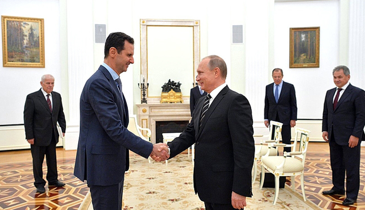 Momento de la reunión entre Bashar el Asad y Vladimir Putin. Foto: Presidencia de Rusia. 