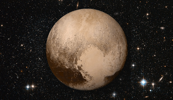 Plutón o (134340) Pluto es un planeta enano del sistema solar situado a continuación de la órbita de Neptuno. Su nombre se debe al dios mitológico romano Plutón (Hades según los griegos). Foto: Wikimedia Commons. 