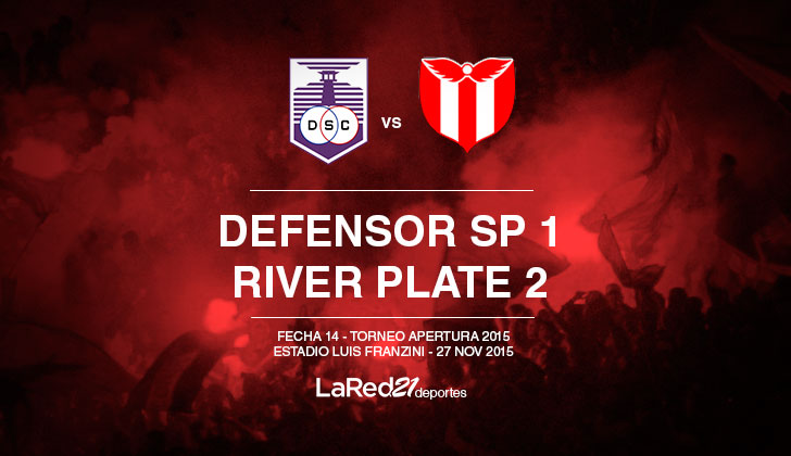 River la ganó 2 a 1 a Defensor Sporting por la penúltima fecha del Apertura .