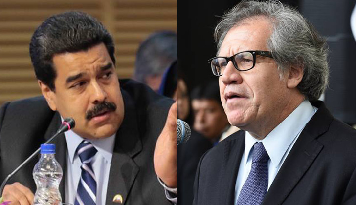 Maduro había llamado "hombre basura" a Luis Almagro en meses pasados. Fotos: Presidencia de Venezuela / OEA. 