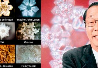 Imágenes de Masaru Emoto, sobre los cambios de las moléculas del agua.
