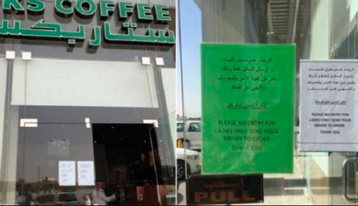 Starbucks niega entrada a mujeres en Arabia Saudita. Foto: Twitter