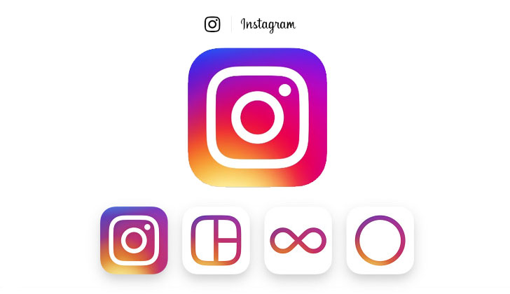 Nuevo logo de Instagram y sus otras aplicaciones. | Imagen: edición de LARED21