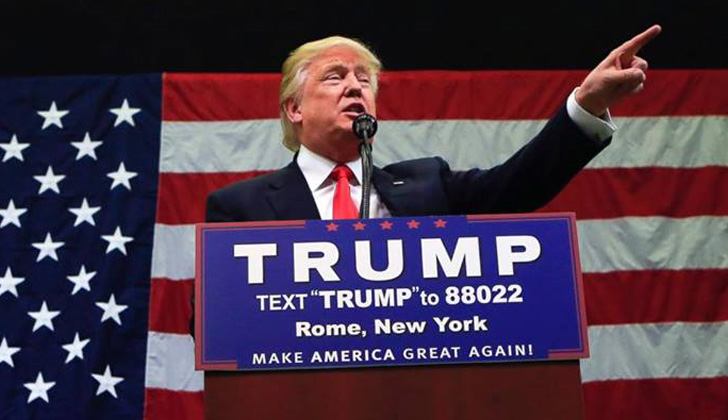 Trump, durante un evento político en Rome, Nueva York, el pasado 12 de abril. Foto: Facebook/DonaldTrump.