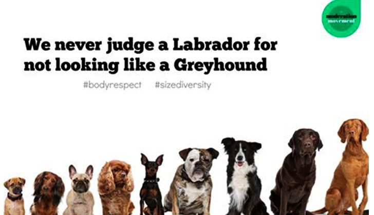 Campaña utiliza perros para promover la diversidad de los cuerpos.