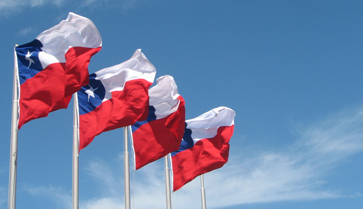 Bandera de Chile. Foto: Wikimedia Commons. 