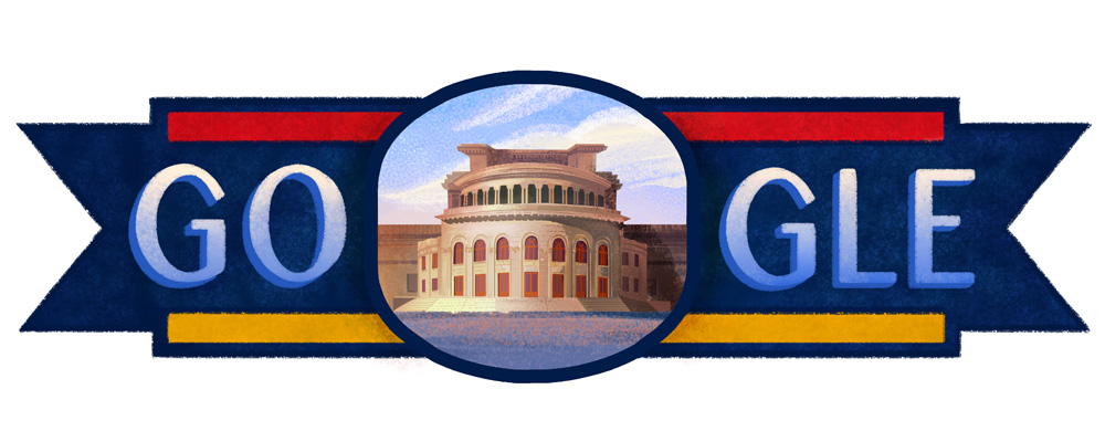 Google colocó en su doodle de hoy, una imagen de Teatro Spendiarov  de Ópera y Ballet, ubicado en la capital Ereván. Foto: Google.com