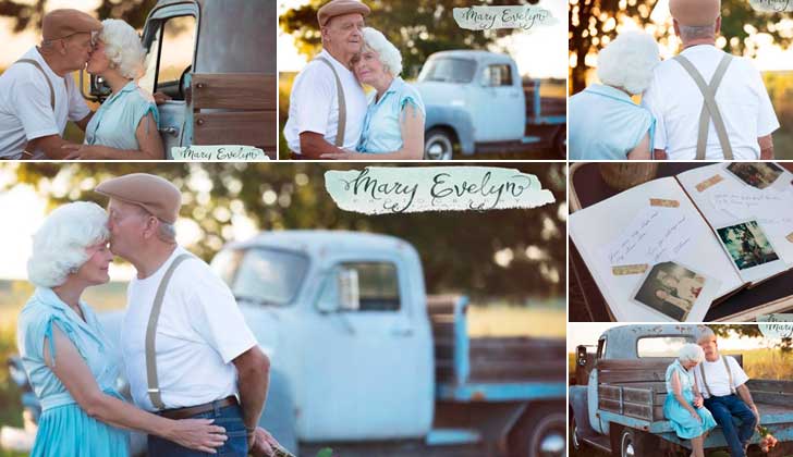 Abuelos celebraron su 57º aniversario de matrimonio con una sesión de fotos al estilo de “Diario de una pasión”.