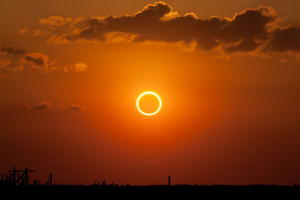 Eclipse solar del tipo "anillo de fuego". Foto: Wikimedia Commons. 