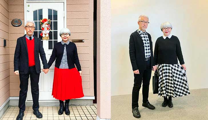 Bon y Pon, la pareja de japoneses sexagenarios que arrasa en Instagram por vestirse a juego.