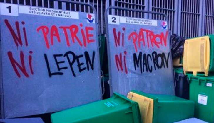 "Ni patria, ni patrón: Ni Le Pen, ni Macrón", estudiantes protestan en Francia contra los resultados electorales.