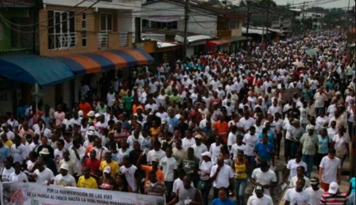 Colombia: Más de 70 mil personas se movilizaron en el primer día del paro cívico en Chocó. Foto: TeleSur