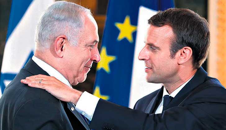 Macron reafirma ante Netanyahu la solución de dos Estados para el conflicto palestino-israelí.