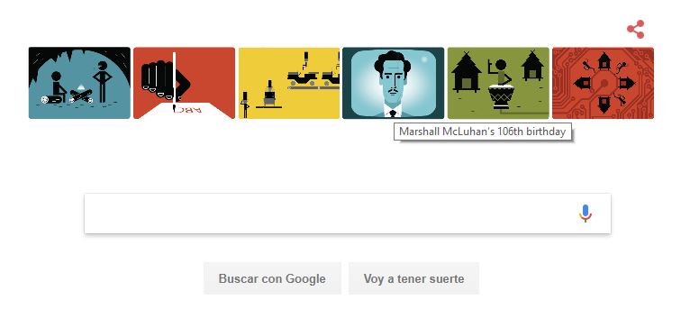 Google celebró el 21 de julio el natalicio de Marshall McLuhan