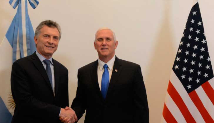 Macri recibió al vicepresidente de EE.UU. con el foco puesto en Venezuela. Foto:@mauriciomacri 