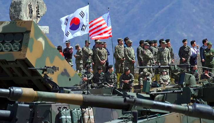 En plena tensión con Corea del Norte, Seúl y Washington iniciaron ejercicios militares en territorio surcoreano .