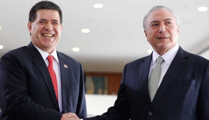 Temer y Cartes defendieron sus respectivos ajustes y ratificaron su no reconocimiento a la Constituyente de Venezuela. Foto: Cancillería Paraguay