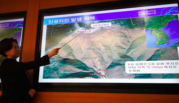 Corea del Norte lleva a cabo su sexta prueba nuclear con una bomba de hidrógeno. 
