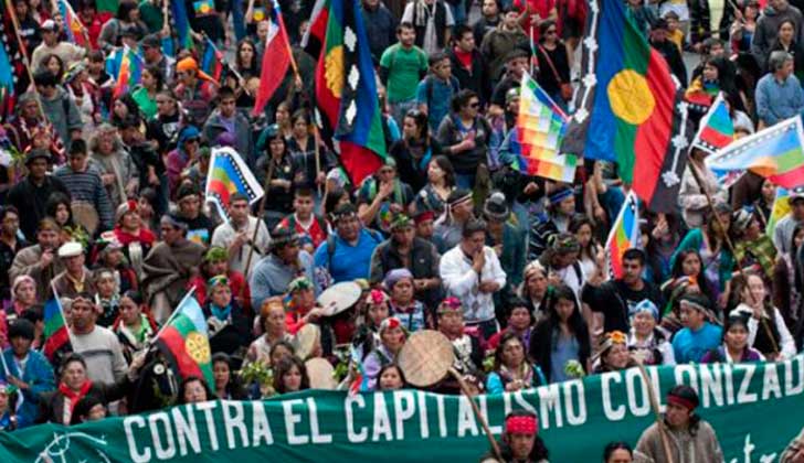 Marcha por la Resistencia Mapuche y contra la aplicación de la Ley Antiterrorista. Foto: Kaosenlared.net