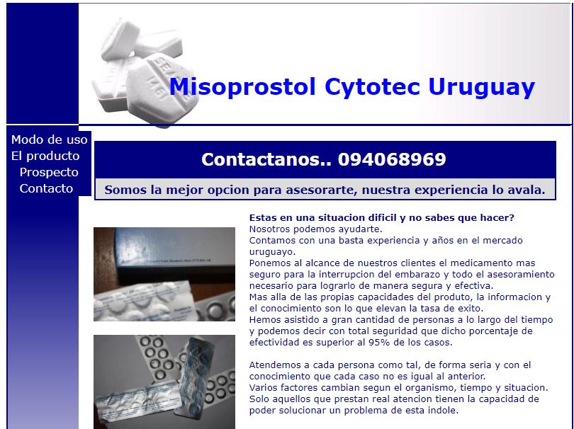 Esta página web ofrece la posibilidad de adquirir el Misoprostol sin ninguna regulación.