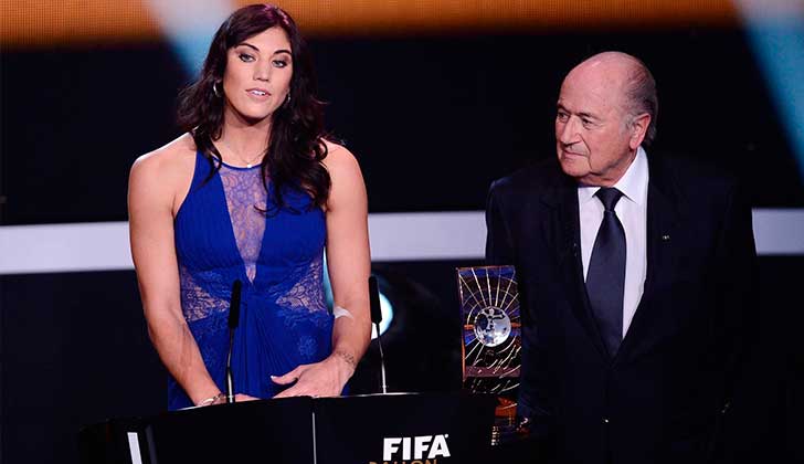 Hope Solo acusó a Joseph Blatter de abuso sexual. Foto ceremonia FIFA 2013.