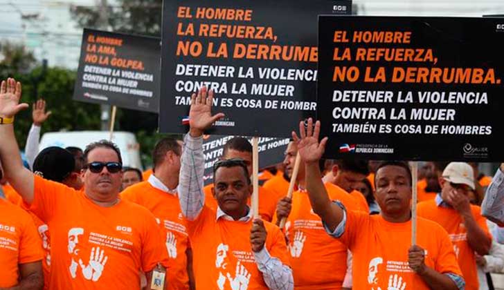 Cientos de hombres marcharon contra el feminicidio en República Dominicana .