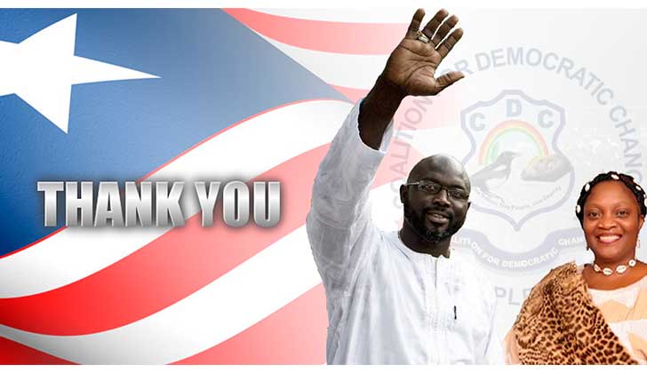 El exfutbolista George Weah electo presidente de Liberia:  "mejorar la vida de los liberianos es una misión única”. Foto: anuncio traspaso de mando 22 de enero.