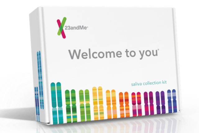 Caja de prueba genética de 23andMe, que sirve para saber la ascendencia que se tiene. Foto: 23andMe