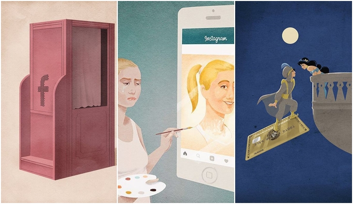 Artista italiano comparte ilustraciones sobre "la triste verdad de la vida moderna".