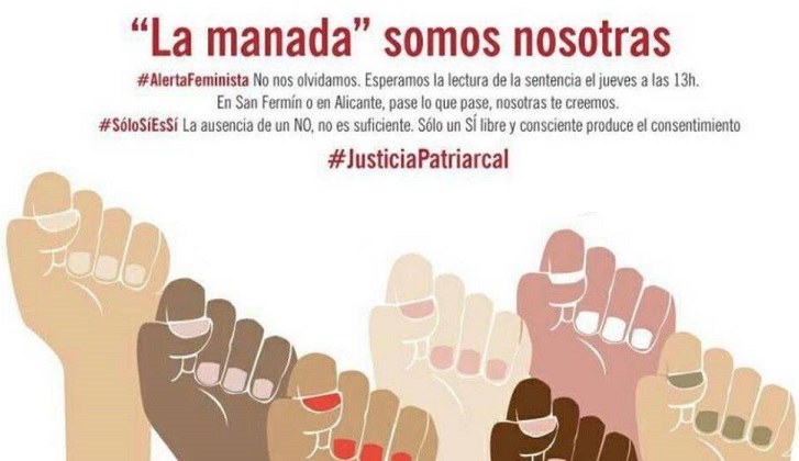 “La manada somos nosotras”: España se moviliza contra la sentencia de la violación múltiple de San Fermín.