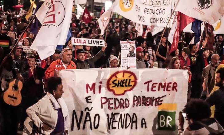 Movilización en Brasil por la reducción de los combustibles y en defensa de Petrobras. Foto: Midia Ninja