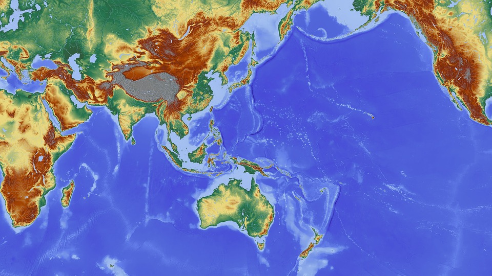 Mapa con parte de Asia Pacífico y Australia. 