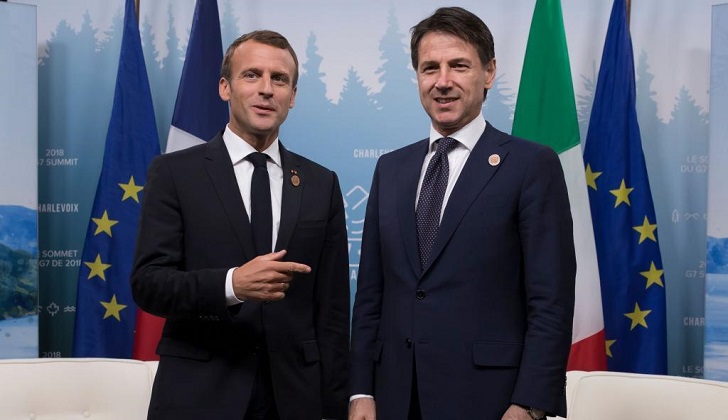 Macron y Conte en la reciente cumbre del G7.