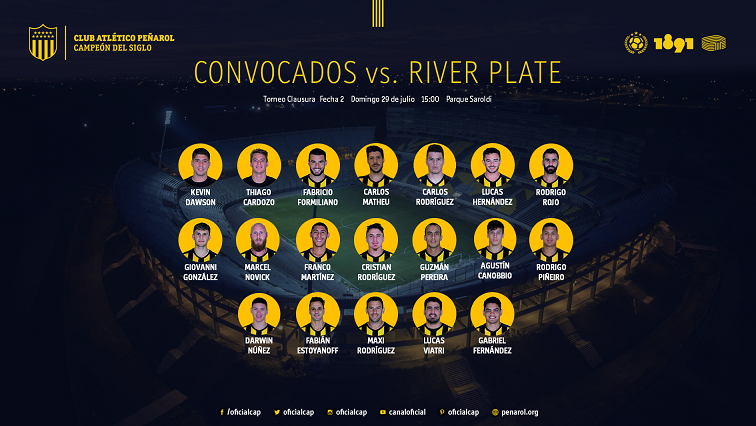 Convocados Peñarol vs River