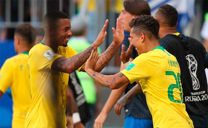 Firmino celebra el gol que le daba tranquilidad a Brasil / Foto: @CBF_Futebol
