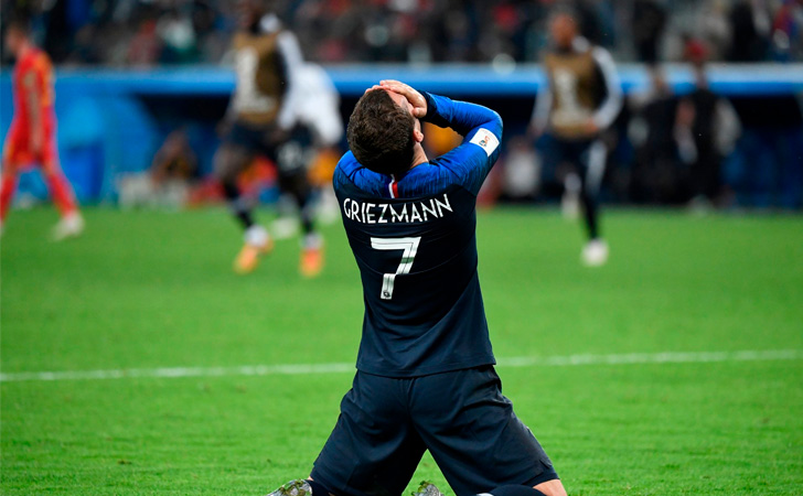Antoine Griezmann no logra esconder su emoción de clasificar a la final de la Copa del Mundo / Foto: @FrenchTeam
