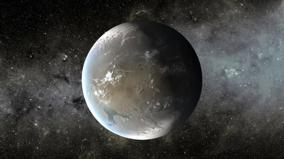Una interpretación del artista de Kepler-186f, un exoplaneta similar a la Tierra que los astrónomos ahora creen que tiene una inclinación axial estable, dándole temporadas regulares y un clima confortable (Crédito: NASA Ames / JPL-Caltech / T. Pyle ) 