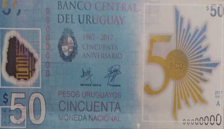 Nueva edición del billete de 50 pesos uruguayos.