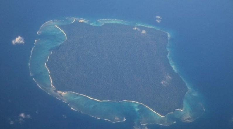 Isla Sentinel del Norte vista desde el aire. Foto: Wikimedia Commons 